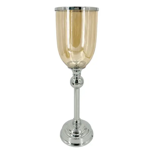 ΜΕΤΑΛΛΙΚΟ/ΓΥΑΛΙΝΟ ΚΗΡΟΠΗΓΙΟ ΑΣΗΜΙ ΚΥΠΕΛΛΟ - Φ16x55.5cm 4/ΚΙΒ