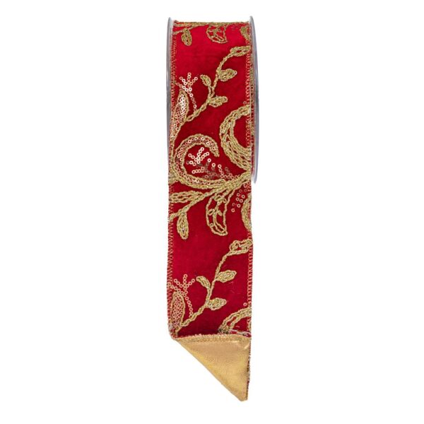 ΚΟΡΔ EMBROIDERY FOIL  LONETA 6.7cmX4.5m ΚΟΚΚΙΝΟ-ΧΡΥΣΟ