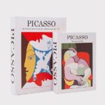 S/2 ΔΙΑΚΟΣΜΗΤΙΚΑ ΚΟΥΤΙΑ ΒΙΒΛΙΑ PICASSO, ΞΥΛΙΝΑ, ΛΕΥΚΟ-ΚΟΚΚΙΝΟ-ΜΑΥΡΟ, 27x20x5.5, 34x25x7εκ