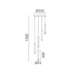 ΚΡΕΜΑΣΤΟ ΦΩΤΙΣΤΙΚΟ LED ACA KY011NC255BK RAPENZO ΑΜΜΩΔΕΣ ΜΑΥΡΟ ΑΛΟΥΜΙΝΙΟ 30W 2800K-3200K-4000K 1200LM IP20 Φ30ΜΜXH 300ΜΜX5PCS - Image 4