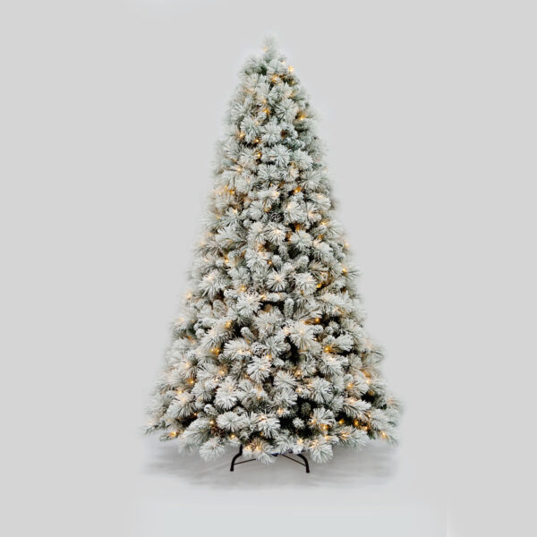 XMAS ΔΕΝΤΡΟ PVC ΠΡΑΣΙΝΟ ΜΕ ΧΙΟΝΙ HARD NEEDLE PRE-LIT 6W 340LED WW IP44 220-240V ΑΝΤΑΠΤ. 1.5M