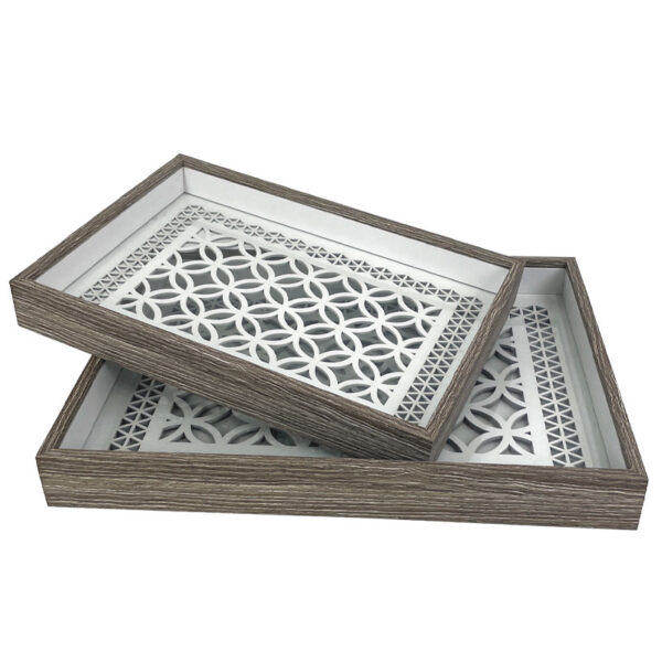 ΔΙΣΚΟΙ MDF & ΓΥΑΛΙ ΣΕΤ/2 ΚΑΦΕ/ΛΕΥΚΟ ΜΑΡΟΚΙΝΟ ΞΥΛΟΓΛΥΠΤΟ ΟΡΘΟΓΩΝΙΟΙ - L:40x30, S:34x24cm 12/KIB