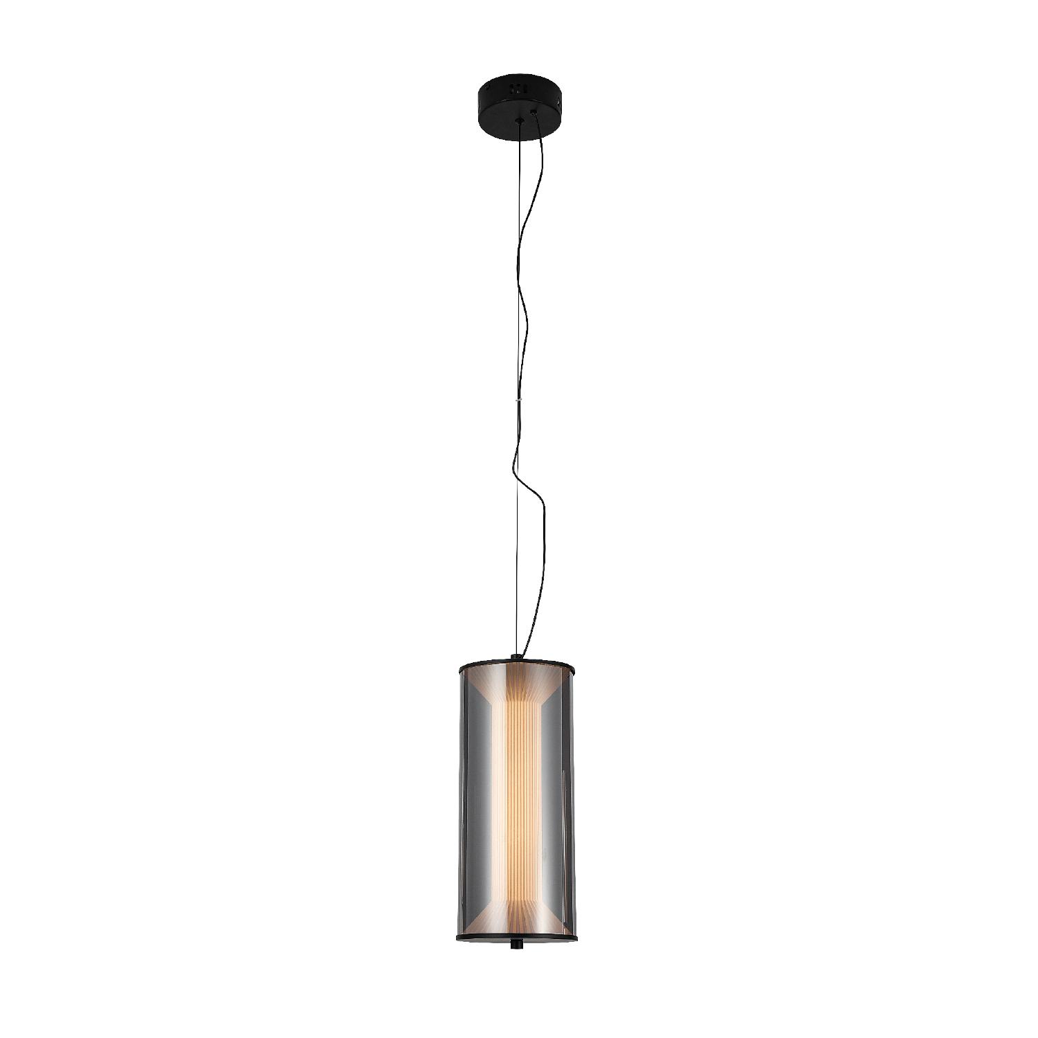 HM250481SM.jpg ΚΡΕΜΑΣΤΟ ΦΩΤΙΣΤΙΚΟ ACA HM250481SM ΜΑΥΡΟ ΦΙΜΕ ΓΥΑΛΙ LED 15W 2700K-3000K-4000K IP20 D15XH120CM - Image 1