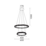 ΚΡΕΜΑΣΤΟ ΦΩΤΙΣΤΙΚΟ ACA HM251784GR ΧΡΥΣΟ LED 60W 2700K-3000K-4000K IP20 D60+D40XH120CM - Image 2