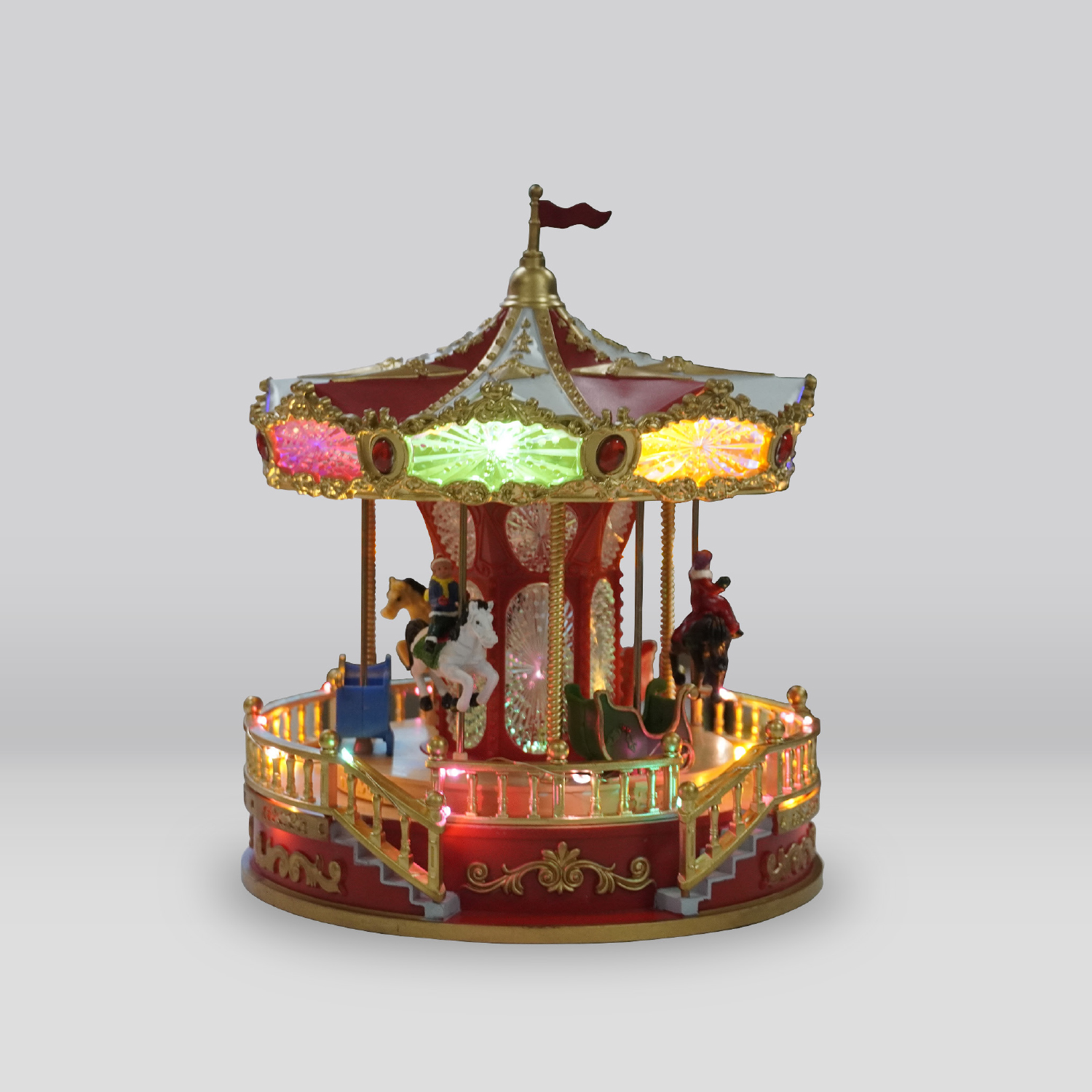 XCVCAROUSEL.jpg LED XMAS ΚΑΡΟΥΖΕΛ ΜΕ ΚΙΝΗΣΗ ΜΟΥΣΙΚΗ RGB 3AA (ΔΕΝ ΠΕΡ) 4,5V 3,6W USB 230*230*280mm - Image 1