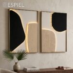 ΠΙΝΑΚΑΣ ΣΕ ΚΑΜΒΑ ΜΕ ΦΩΤΙΣΜΟ LED ΜΠΕΖ ΜΑΥΡΟΣ PS/MDF 50X70ΕΚ. - Image 2